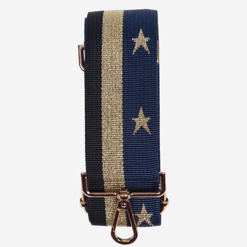 Bag Strap - Black & Navy with Gold Stars & Stripe